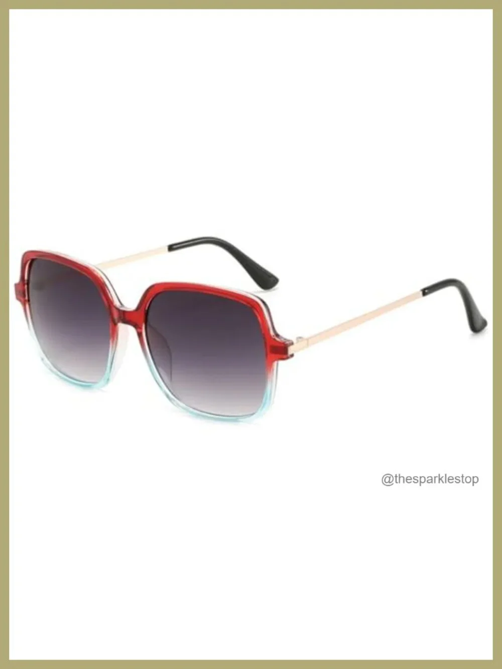 Retro Square Sunglasses Oversized Gradient UV400 Metal Frame